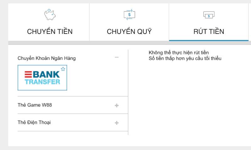 Rút Tiền W88 Qua Tài Khoản Banking